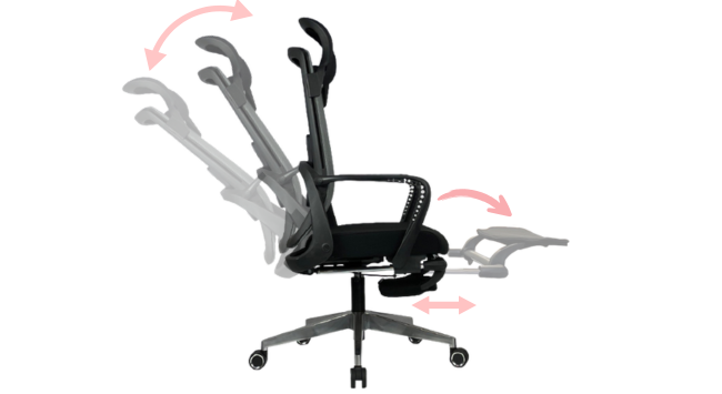 <img src="Office-chair.png" alt="輕鬆坐躺設計可以135度大角度後仰,也提供雙腳支撐可以自然平放,減少腿部和腳部的壓力">