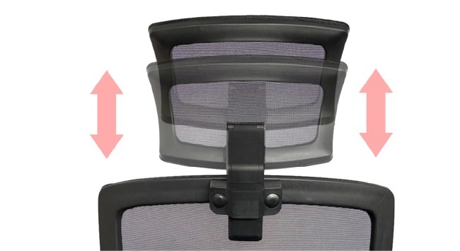 <img src="Office-chair.png" alt="頭枕可上下滑動,將頭枕移動到你的頭部後腦勺或頸部舒適的高度位置">